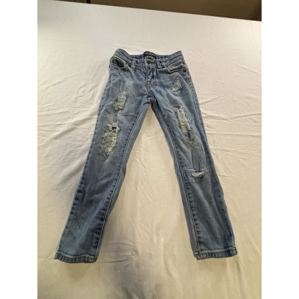 Lucky Brand Zoe Girls Jeans Size 5 Light Wash Distressed Skinny Adjustable Waist